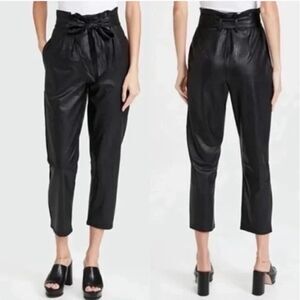 NWT Evereve Commando Faux Leather Paperbag Pants Black Belted Edgy Size‎ XS